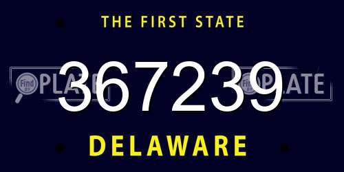 367239 Delaware License Plate
