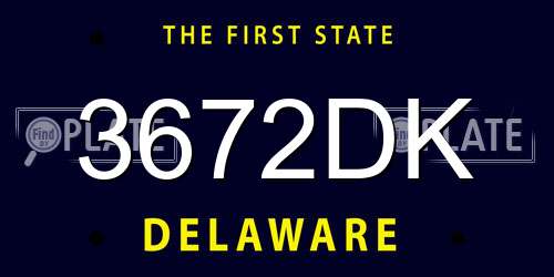 3672DK Delaware License Plate