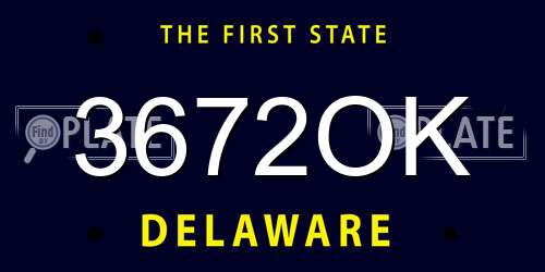 3672OK Delaware License Plate