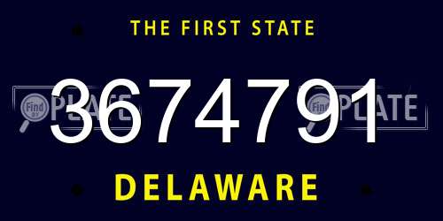 3674791 Delaware License Plate