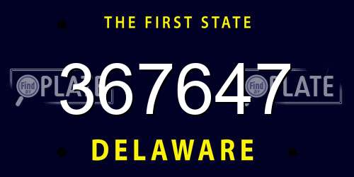 367647 Delaware License Plate