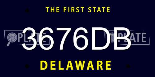 3676DB Delaware License Plate
