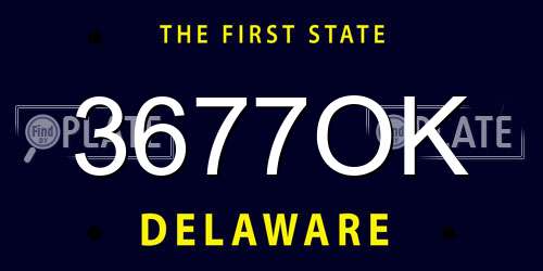 3677OK Delaware License Plate