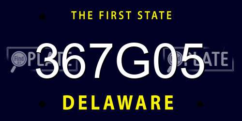 367G05 Delaware License Plate