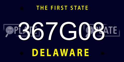 367G08 Delaware License Plate