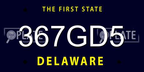 367GD5 Delaware License Plate