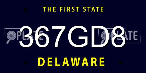 367GD8 Delaware License Plate