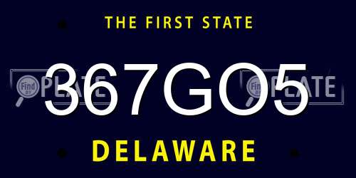 367GO5 Delaware License Plate