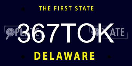 367TOK Delaware License Plate