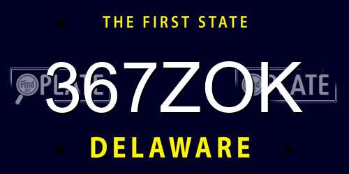 367ZOK Delaware License Plate