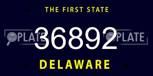 36892 Delaware License Plate