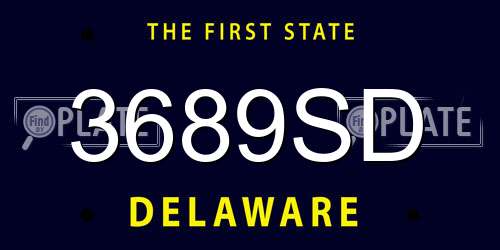 3689SD Delaware License Plate