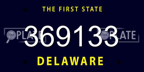 369133 Delaware License Plate
