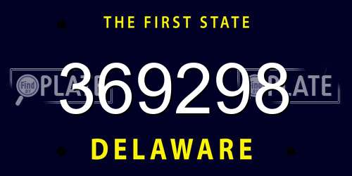 369298 Delaware License Plate