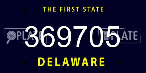 369705 Delaware License Plate