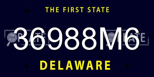 36988M6 Delaware License Plate