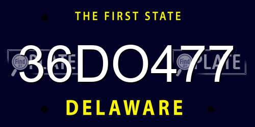 36DO477 Delaware License Plate