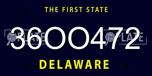 36OO472 Delaware License Plate