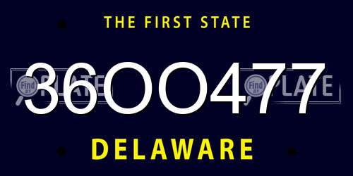 36OO477 Delaware License Plate