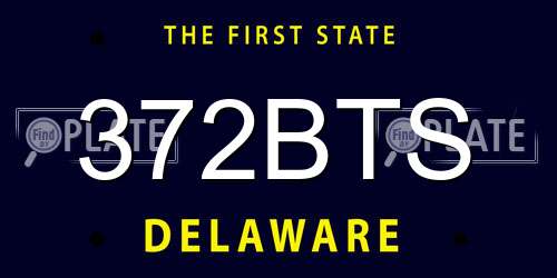 372BTS Delaware License Plate