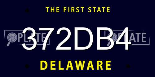 372DB4 Delaware License Plate