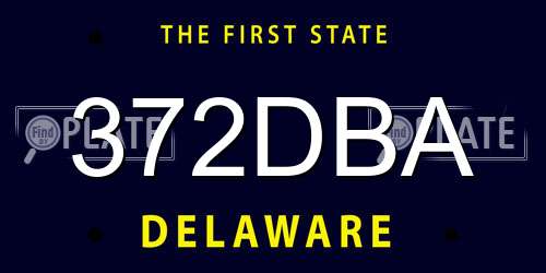 372DBA Delaware License Plate
