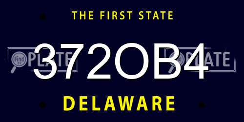 372OB4 Delaware License Plate