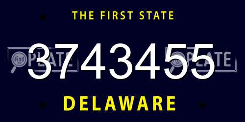 3743455 Delaware License Plate
