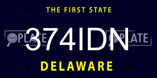 374IDN Delaware License Plate