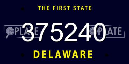 375240 Delaware License Plate