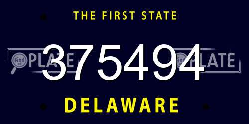 375494 Delaware License Plate