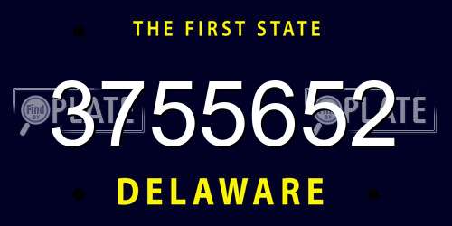 3755652 Delaware License Plate