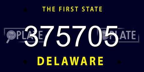 375705 Delaware License Plate