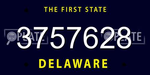 3757628 Delaware License Plate