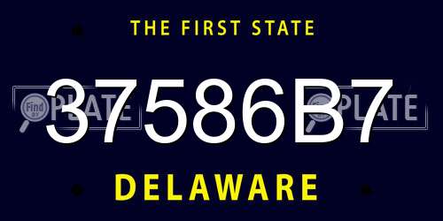 37586B7 Delaware License Plate