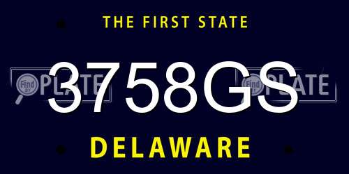 3758GS Delaware License Plate