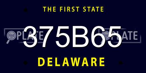 375B65 Delaware License Plate