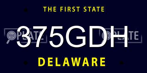 375GDH Delaware License Plate