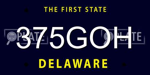 375GOH Delaware License Plate