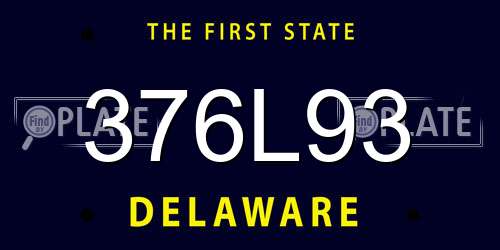 376L93 Delaware License Plate