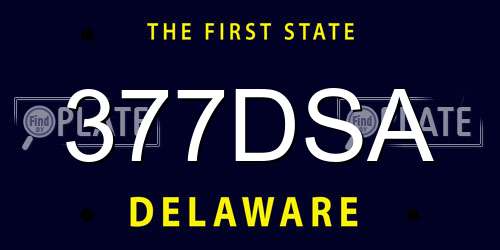 377DSA Delaware License Plate
