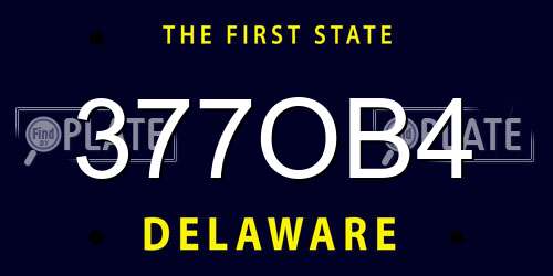 377OB4 Delaware License Plate