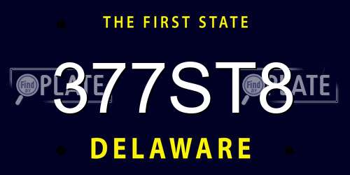 377ST8 Delaware License Plate