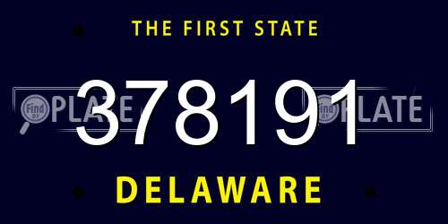 378191 Delaware License Plate