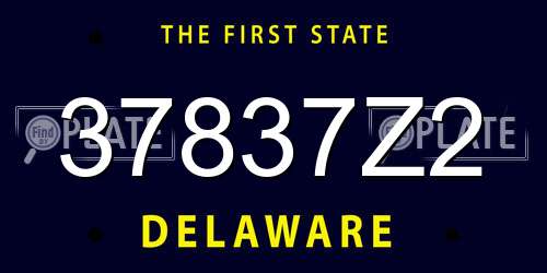 37837Z2 Delaware License Plate