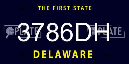 3786DH Delaware License Plate