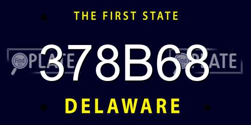 378B68 Delaware License Plate