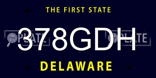 378GDH Delaware License Plate