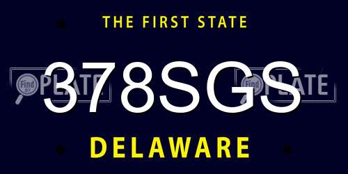 378SGS Delaware License Plate