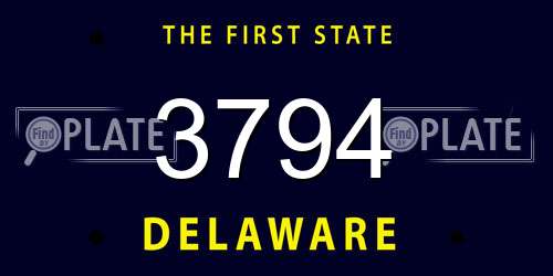 3794 Delaware License Plate